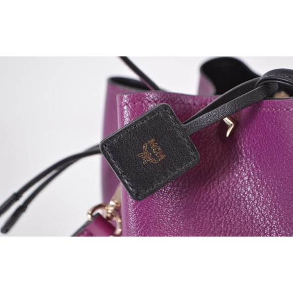 MCM Leather Contrast Logo Mini Crossbody Purse Bag - Picture 7 of 11